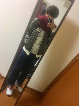「Maison Kitsune（メゾンキツネ）のアイテム（ブルゾン）」を使った、じゅんちゃんさん（メンズ・171cm）の冬コーディネート