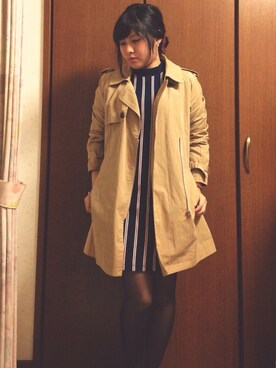 「Marc by Marc Jacobs（マークバイマークジェイコブス）のMINI AMY GOLD TAN STRAP（アナログ腕時計、ベージュ系）」を使った、kaoriさん（レディース・154cm）の秋コーディネート