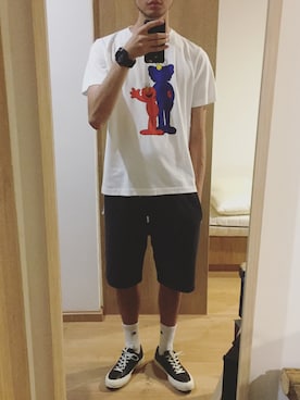 「Champion（チャンピオン）のアイテム（カーゴパンツ）」を使った、乌溜溜黑眼猪yoさん（メンズ・181cm）の夏コーディネート