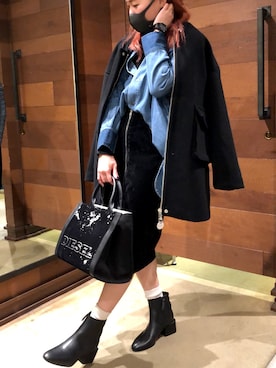 「DIESEL（ディーゼル）のアイテム（その他アウター）」を使った、知奈津さん（レディース・156cm）の秋コーディネート