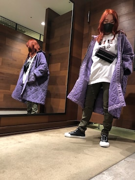 「21ss」｜「アイテム（ジャケット/アウター）」を使った、知奈津さん（レディース・156cm）の冬コーディネート