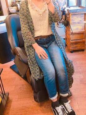 「ミックスコーデ」｜「アイテム（ワンピース/ドレス）」を使った、hugmayuさん（レディース・152cm）の春コーディネート