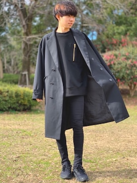 「新作」｜「アイテム（チェスターコート）」を使った、れいたさん（メンズ・167cm）の冬コーディネート