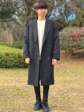 「大学生コーデ」｜「アイテム（チェスターコート）」を使った、れいたさん（メンズ・167cm）の冬コーディネート