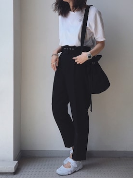 「G-SHOCK（ジーショック）のアイテム（アナログ腕時計、ホワイト系）」を使った、Rinoさん（レディース・168cm）の夏コーディネート