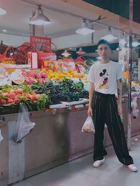 「MUUN（ムーニュ）のアイテム（パンツ）」を使った、Dis钉子さん（メンズ・178cm）の夏コーディネート