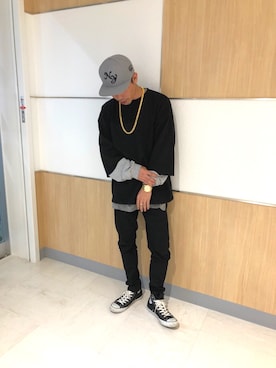 「CONVERSE（コンバース）のconverse コンバース ALL STAR HI オールスター ハイ 3206 BLACK(US)（スニーカー）」を使った、duramenteさん（メンズ・171cm・20代）の春コーディネート