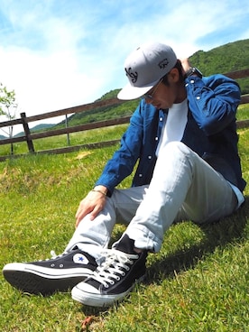 「CONVERSE（コンバース）のconverse コンバース ALL STAR HI オールスター ハイ 3206 BLACK(US)（スニーカー）」を使った、duramenteさん（メンズ・171cm・20代）の春コーディネート