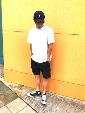 「CONVERSE（コンバース）のconverse コンバース ALL STAR HI オールスター ハイ 3206 BLACK(US)（スニーカー）」を使った、duramenteさん（メンズ・171cm・20代）の夏コーディネート