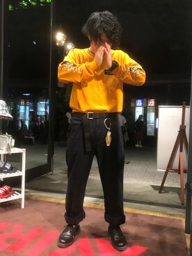 「マスタード」｜「アイテム（財布/小物）」を使った、Syunさん（メンズ・165cm）の夏コーディネート
