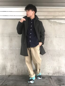 「AVIREX（アヴィレックス）のアイテム（ステンカラーコート）」を使った、Syunさん（メンズ・165cm）の秋コーディネート