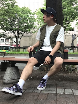 「AVIREX（アヴィレックス）のアイテム（キャップ）」を使った、Syunさん（メンズ・165cm）の夏コーディネート