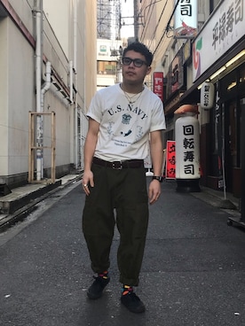 「AVIREX（アヴィレックス）のアイテム（パンツ）」を使った、Syunさん（メンズ・165cm）の春コーディネート