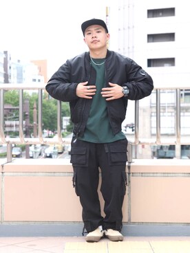 「スタッフセンバツ」｜「アイテム（MA-1）」を使った、Syunさん（メンズ・165cm）の秋コーディネート