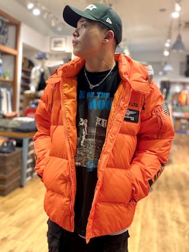 「AVIREX（アヴィレックス）のアイテム（ダウンジャケット/コート）」を使った、Syunさん（メンズ・165cm）の秋コーディネート