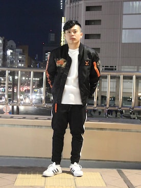 「スタッフセンバツ」｜「アイテム（MA-1）」を使った、Syunさん（メンズ・165cm）の冬コーディネート