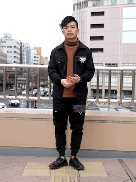 「スタッフセンバツ」｜「アイテム（ジャージ）」を使った、Syunさん（メンズ・165cm）の冬コーディネート