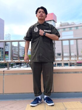 「AVIREX（アヴィレックス）のリラックス イージーパンツ/RELAX EASY PANTS/アヴィレックス/AVIREX（その他パンツ）」を使った、Syunさん（メンズ・165cm）の春コーディネート