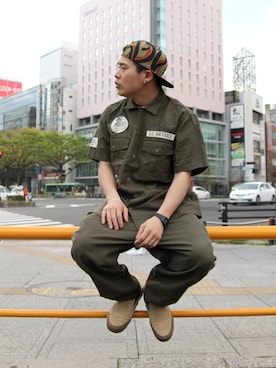 「AVIREX（アヴィレックス）のリラックス イージーパンツ/RELAX EASY PANTS/アヴィレックス/AVIREX（その他パンツ）」を使った、Syunさん（メンズ・165cm）の春コーディネート