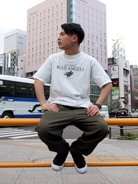 「AVIREX（アヴィレックス）のリラックス イージーパンツ/RELAX EASY PANTS/アヴィレックス/AVIREX（その他パンツ）」を使った、Syunさん（メンズ・165cm）の春コーディネート