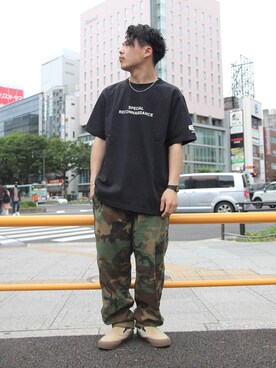 「AVIREX（アヴィレックス）のリラックス イージーパンツ/RELAX EASY PANTS/アヴィレックス/AVIREX（その他パンツ）」を使った、Syunさん（メンズ・165cm）の夏コーディネート