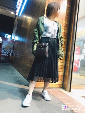 「EGOIST（エゴイスト）のアイテム（Tシャツ/カットソー）」を使った、a♡yuさん（レディース・152cm）の春コーディネート