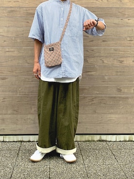 「Needles（ニードルス）のアイテム（バッグ）」を使った、TAKAYAさん（メンズ・174cm）の秋コーディネート