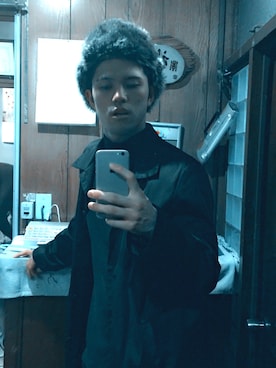 「H&M（エイチ・アンド・エム）のアイテム（帽子、ブラック系）」を使った、🅱enさん（メンズ・176cm）の冬コーディネート