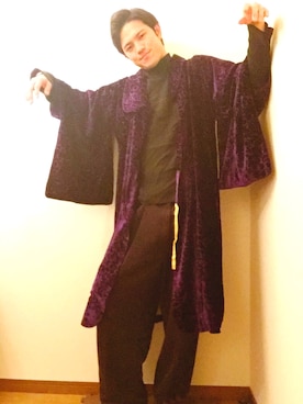 「笠井屋のアイテム（ジャケット/アウター、パープル系）」を使った、🅱enさん（メンズ・176cm）の冬コーディネート