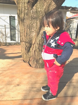 「アイテム（ダウンベスト、その他）」を使った、aoi  ☆  sodaiさん（キッズ・90cm）の冬コーディネート