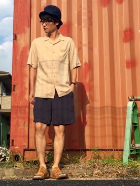 「シルクパンツ」｜おせりさん（メンズ・173cm）の夏コーディネート
