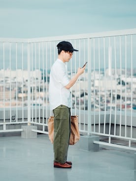 「SUOLO（スオーロ）のアイテム」を使った、kurashinoiyashiさん（メンズ・160cm）の夏コーディネート