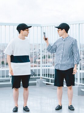 「BEAMS（ビームス）のBEAMS / 6パネル キャップ（キャップ）」を使った、kurashinoiyashiさん（メンズ・160cm）の夏コーディネート