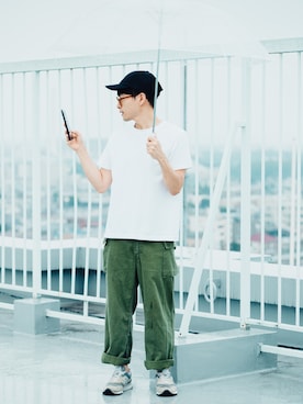 「BEAMS（ビームス）のBEAMS / 6パネル キャップ（キャップ）」を使った、kurashinoiyashiさん（メンズ・160cm）の夏コーディネート