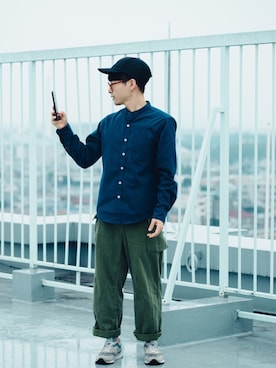 「BEAMS（ビームス）のBEAMS / 6パネル キャップ（キャップ）」を使った、kurashinoiyashiさん（メンズ・160cm）の夏コーディネート