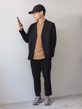 「ノーカラージャケット」｜kurashinoiyashiさん（メンズ・160cm）の冬コーディネート