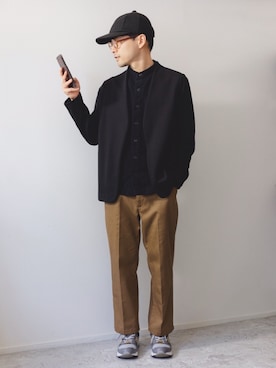 「ノーカラージャケット」｜kurashinoiyashiさん（メンズ・160cm）の冬コーディネート