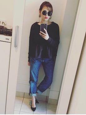 「ぺプラムトップス」｜「アイテム（スウェット）」を使った、mayuさん（レディース・151cm）の冬コーディネート
