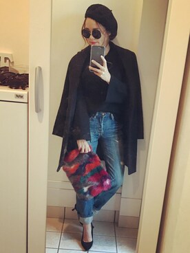 「ドラフトリーバイス」｜「アイテム（チェスターコート）」を使った、mayuさん（レディース・151cm）の冬コーディネート