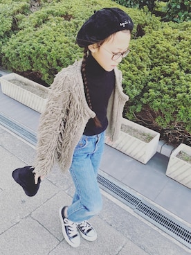 「アイテム（カーディガン/ボレロ）」を使った、mayuさん（キッズ・132cm）の秋コーディネート