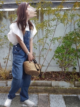 「EDWIN（エドウィン）のアイテム（オールインワン・サロペット）」を使った、M★★★さん（レディース・156cm）の夏コーディネート