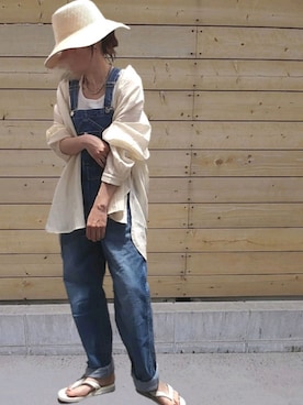 「EDWIN（エドウィン）のアイテム（オールインワン・サロペット）」を使った、M★★★さん（レディース・156cm）の夏コーディネート
