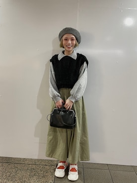 「153cm」｜「アイテム（ハンチング/ベレー帽）」を使った、aishueiさん（レディース・153cm）の冬コーディネート