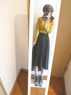 「LEPSIM（レプシィム）のテレコハイネックプルオーバー／ＬＳ　708422　（Tシャツ/カットソー、イエロー系）」を使った、yu-yuさん（レディース）の春コーディネート