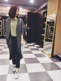 ONCE UPON A TIME | V-無領釦滑料長版襯衫(ピーコート)