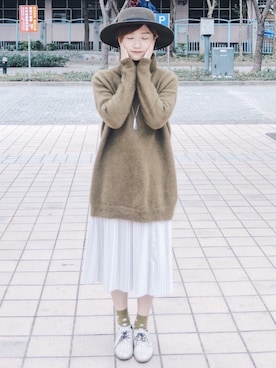 「skirt」｜「アイテム（帽子）」を使った、如如RuRuさん（レディース・152cm）の冬コーディネート
