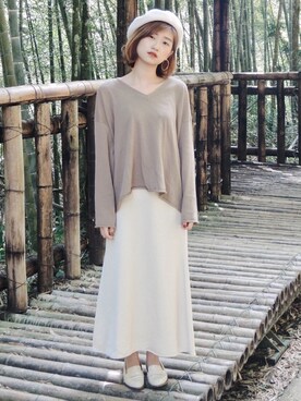 「skirt」｜「アイテム（帽子）」を使った、如如RuRuさん（レディース・152cm）の冬コーディネート