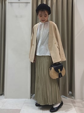 「Te chichi TERRASSE」｜「アイテム（ノーカラージャケット）」を使った、ｳ ｯ ﾃﾞｨさん（レディース・153cm）の春コーディネート