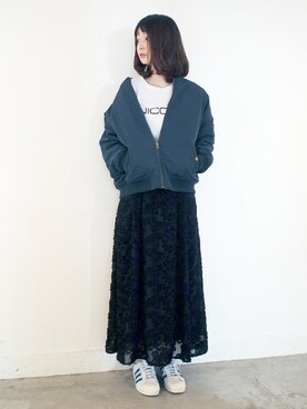 「179/WG（イチナナキュウダブルジー）のアイテム（ブルゾン）」を使った、ニコルさん（レディース・164cm）の秋コーディネート