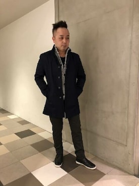 「春コート」｜ニコルさん（メンズ・175cm）の冬コーディネート
